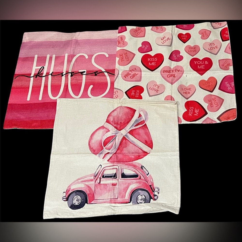 Set of 3 Valentine's Day Themed Pillow Covers 19 1/2”x 19 1/2”